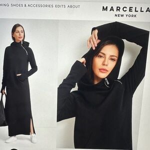 Marcella NYC  - Tompkins Hooded Sweatshirt Dress - Size Extra Small - Black